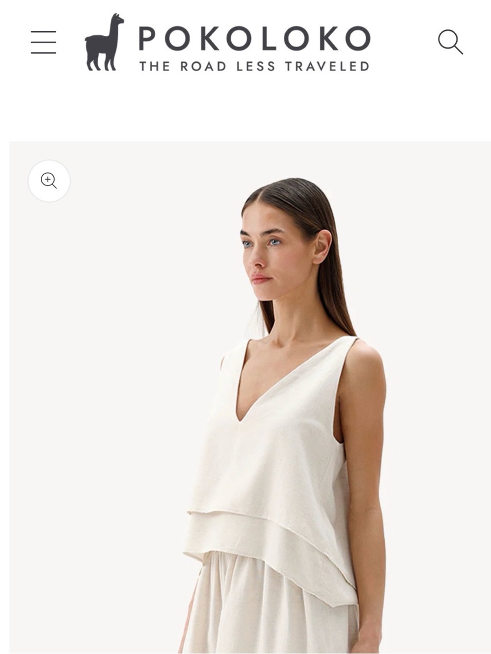 Pokoloko IKIKIZ Linen Cotton Layered Tank Blouse OS Neutral